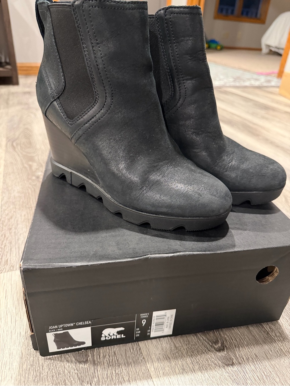Sorel Black Chelsea Wedge Ankle Boots